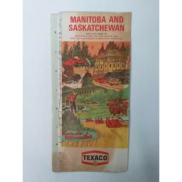 Vintage Texaco Road Map Manitoba Saskatchewan Motor Oil 1968 Ephemera HM Gousha - Picture 2 of 10
